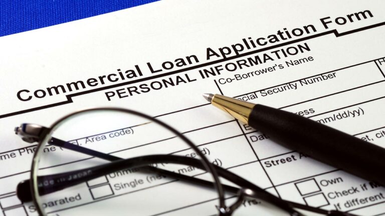 Closeup of a commercial loan application form