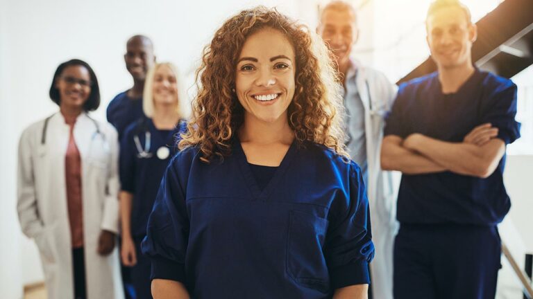 Healthcare workers posing for a photo